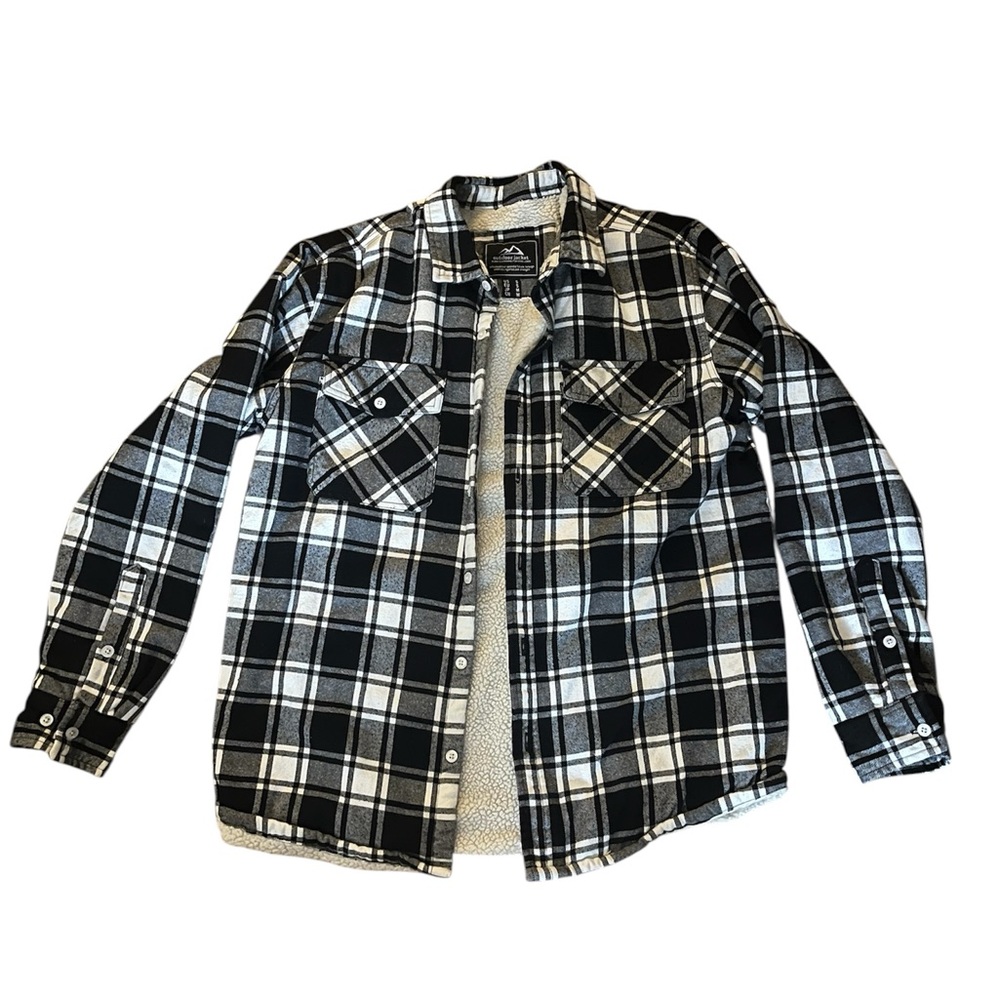 Black and White Plaid Button-Up Shirt